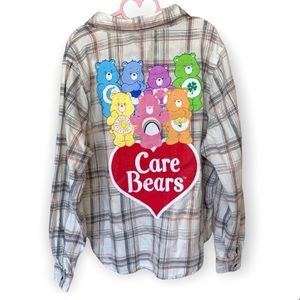 Care Bears Bleached Plaid Button Down